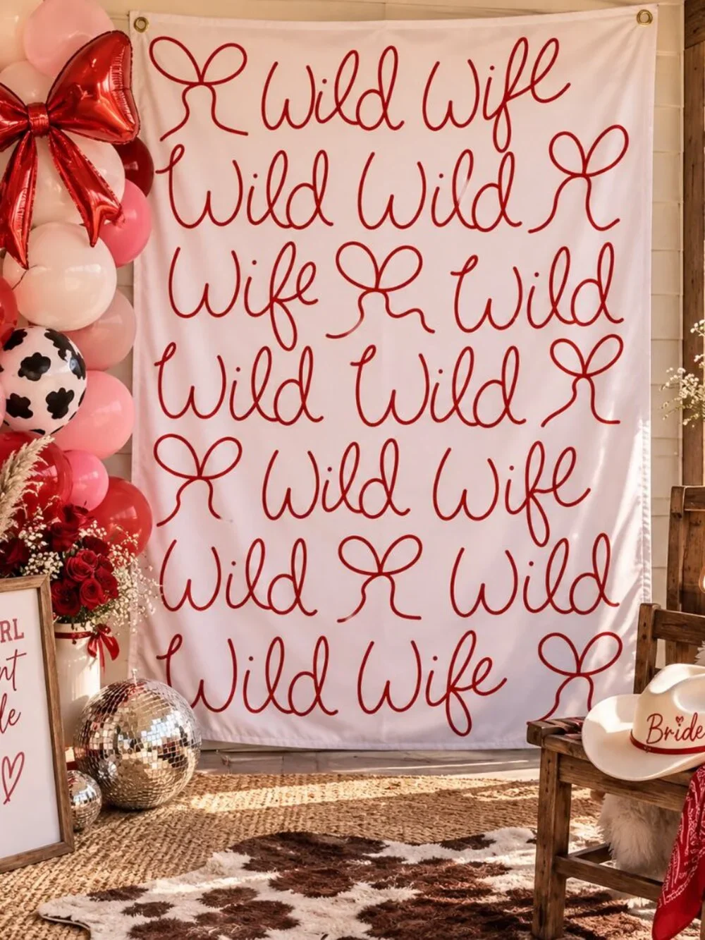 Wild Wife Bachelorette Backdrop 5.6x5.9 FT Western Party Banner